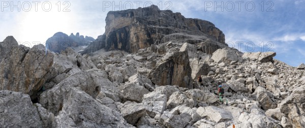Rocky mountain landscape, Via Ferrata SOSAT via ferrata, Brenta Mountains, Trentino, Italy