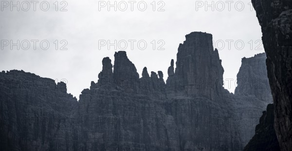 Pointed cliffs, mountainous landscape, Brenta Mountains, Brenta-Adamello Natural Park, Trentino, Italy