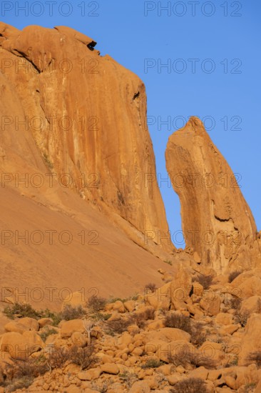 Rugged rock formation next to a narrow gorge near Spitzkoppe, Spitzkoppe, Namibia