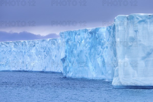 Brasvellbreen glacier from the ice cap Austfonna pouring fresh water into the Barents Sea, Nordaustlandet, Svalbard / Spitsbergen, Norway