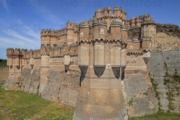 Castle of Coca, 15th century Spanish Mudejar brickwork with Moorish Muslim design, province of Segovia, Castile and León / Castilla y León, Spain
