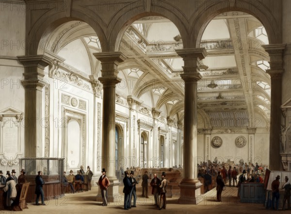 Interior of Lloyd's of London, also known as Lloyd's, an insurance and reinsurance market located in London, England, United Kingdom