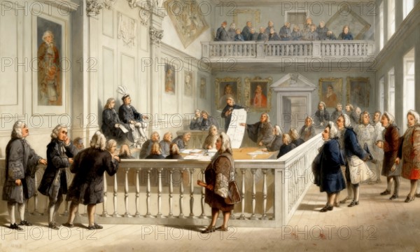 The Last Heraldic Court, College of Arms or Heralds' College, the heraldic authority of England, London, 19th century