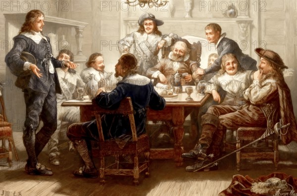 Thomas Randolph, 1605Thomas Randolph, 1605-1635, an English poet and dramatist meets Benjamin Ben Jonson, 1572- 1637, an English playwright, poet, actor and literary critic of the 17th century, at the Devil Tavern in London, England, Europe-1635, an English poet meets Benjamin Ben Jonson, 1572- 1637, an English playwright