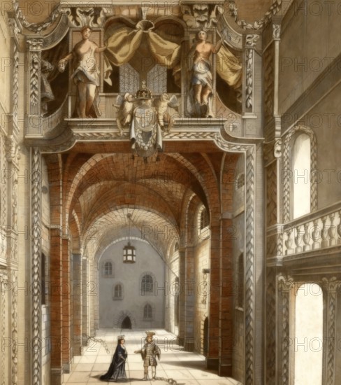 Interior of the Duke's Theatre, The Empress of Morocco, 1673, London, England, United Kingdom