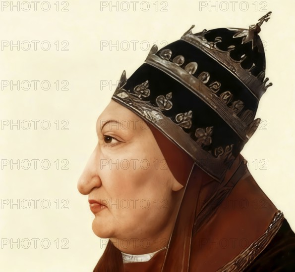 Pope Alexander VI, Alessandro VI, Alexandre VI, Alejandro VI, born Roderic Llançol i de Borja, c.?1431 – 1503, ruler of the Papal States from 1492 until his death in 1503, digitally edited after a painting