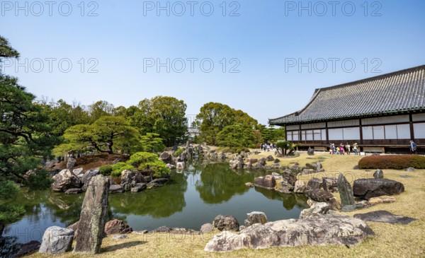 Ninomaru Garden with Pond and Ninomaru Palace, Former Imperial Villa, Nijo Castle, Kyoto, Japan