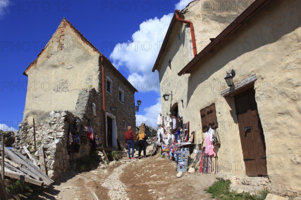 Historic buildings in the courtyard of Rosenau Castle, Cetatea Rasnov near Brasov, Brasov, Transylvania region, Transylvania, Romania