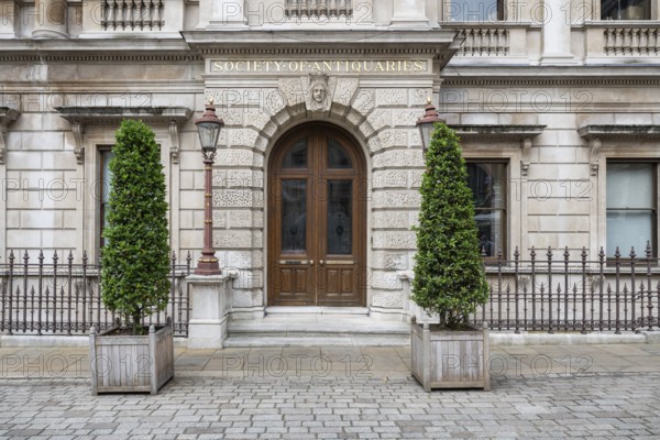 Entrance to the Society of Antiquaries Historical Society, Burlington House, Piccadilly, London, England, Great Britain