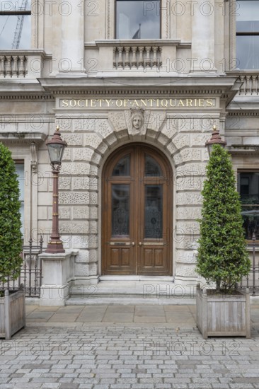 Entrance to the Society of Antiquaries Historical Society, Burlington House, Piccadilly, London, England, Great Britain