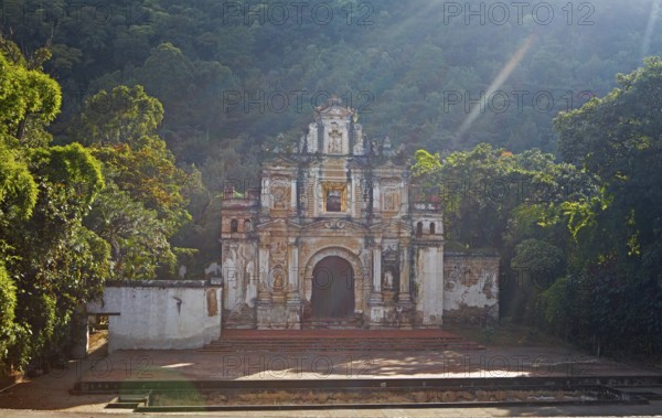Ermita de la Santa Cruz Church in the morning, Old Town, Antigua, Highlands, Sacatepéquez Department, Guatemala