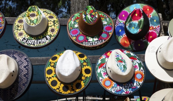 Colorful Hats, Old Town, Antigua, Highlands, Sacatepéquez Department, Guatemala