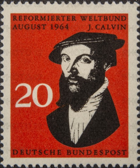 Jean Calvin, Johannes Calvin, (1509-1564) was a Franco-Swiss Protestant reformer. Portrait on German postage stamp