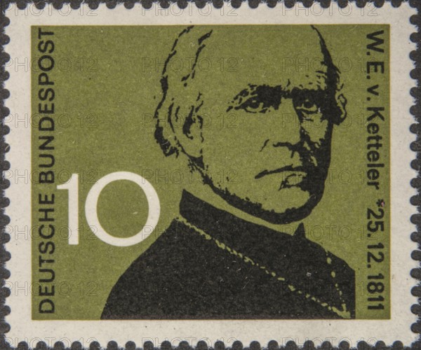 Wilhelm Emmanuel von Kettelerr (1811-1877) was a German baron and Ultramontane bishop. Portrait on German postage stamp