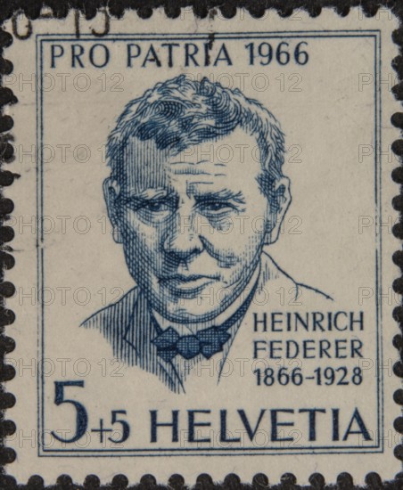 Heinrich Federer (1866-1928) was a Swiss writer and a familiar portrayer of folk life and nature in Switzerland and Italy. Portrait on German postage stamp