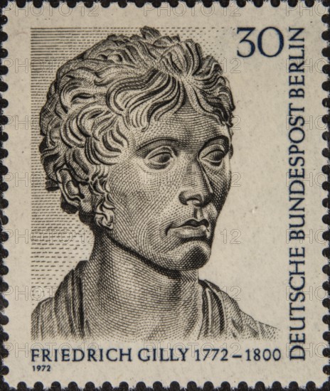Friedrich David Gilly (1772-1800) was a German architect. Portrait on German postage stamp
