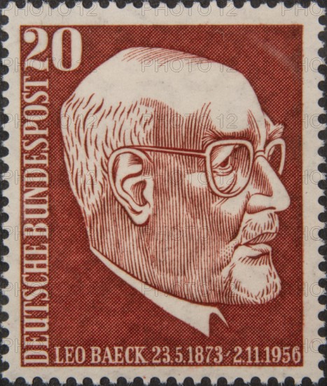 Leo Baeck (1873-1956) a German Jewish rabbi and religious studies writer. Portrait on German postage stamp