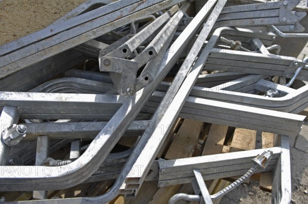 Metal parts on a construction site