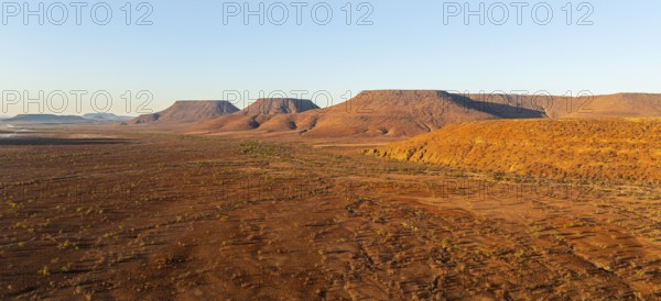 Aerial view, arid desert landscape, hills in Damaraland, Namibia