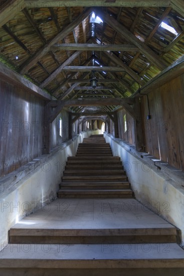 Covered staircase to Birthälm fortified church, 15th century, Biertan, Transylvania, Romania