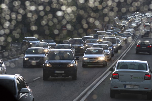 Evening rush hour when it rains, Klausenberg, Transylvania, Romania