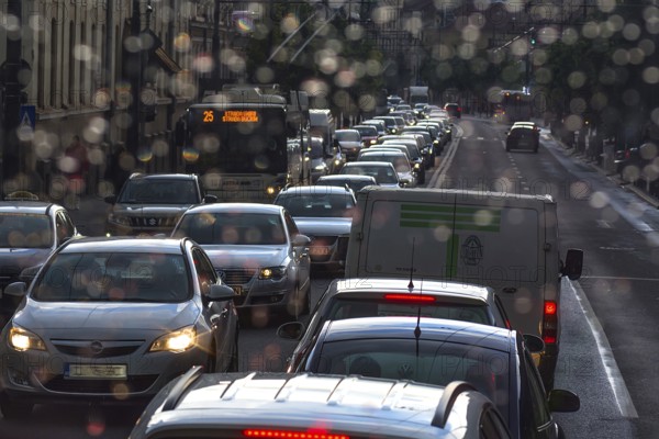 Evening rush hour when it rains, Klausenberg, Transylvania, Romania