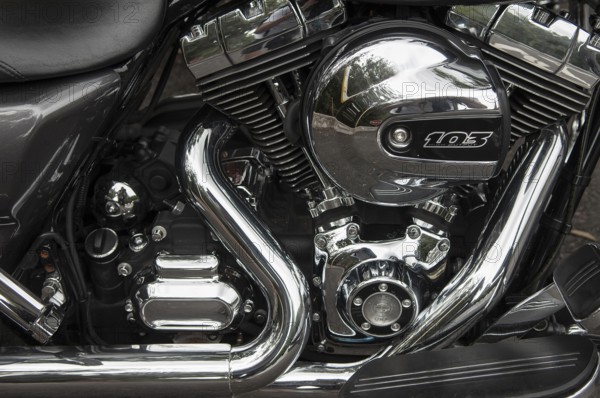 Harley-Davidson with twin cam 103 engine, detailed view