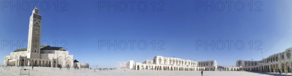 Extensive panorama of an impressive mosque with clear skies Casablanca, Morocco