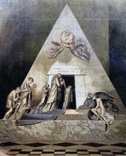 The grave of Maria Christina, Duchess of Teschen, 1742 - 1798, in Vienna, Austria/the grave of Maria Christina, Duchess of Teschen, in Vienna, Austria, historical, digitally restored reproduction of an original model from the 19th century, exact original date not known, colored later