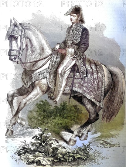 Count Friedrich Ferdinand von Beust, Friedrich Ferdinand Graf von Beust, 1809 - 1886, a German and Austrian statesman, historical, digitally restored reproduction of an original model from the 19th century, exact original date unknown, subsequently colored