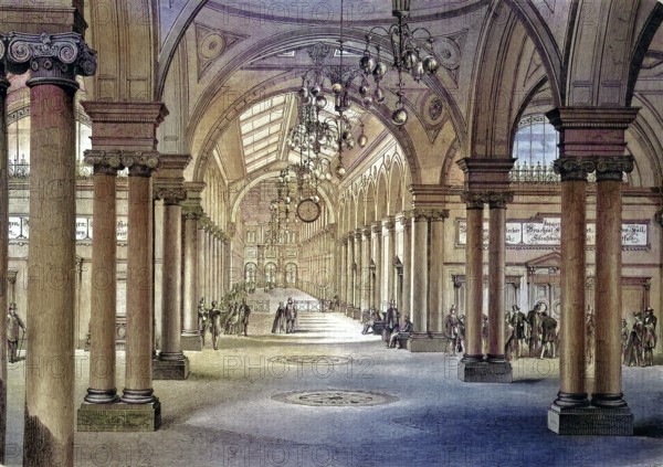 The new railway station in Stuttgart 1890, Baden-Württemberg, Germany/the new railway station at Stuttgart, Baden Württemberg, Germany, historically, digitally restored reproduction of an original model from the 19th century, exact original date unknown, subsequently colored