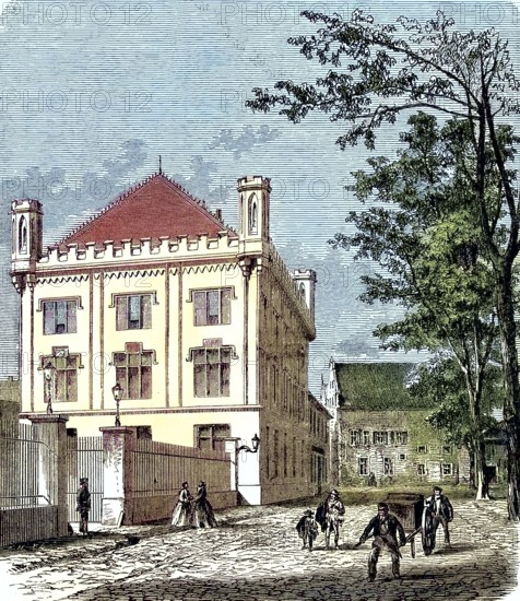 Münster, city in North Rhine-Westphalia, Germany, here the former Ständehaus, Reichsgut/Münster, city in North Rhine-Westphalia, here the former Ständehaus, Estates of the Realm, historically, digitally restored reproduction of an original model from the 19th century, exact original date not known, subsequently colored