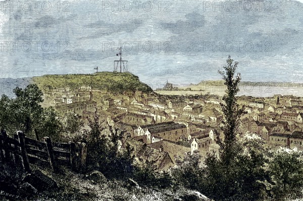 View of the island of Jersey, Channel Islands, England, Great Britain/view of the island of Jersey, Channel Islands, Great Britain, historical, digitally restored reproduction of an original model from the 19th century, exact original date unknown, subsequently colored