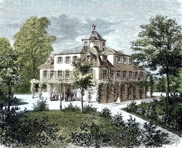 Palais Lindich near Hechingen, Baden Württemberg, Germany/Palais Lindich near Hechingen, Germany, historically, digitally restored reproduction of an original model from the 19th century, exact original date unknown, subsequently colored