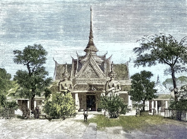 Audience Hall of the King of Siam, Bangkok, Thailand/Audience meeting hall of the King of Siam, Thailand, historic, digitally restored reproduction of an original model from the 19th century, exact original date unknown, subsequently colored