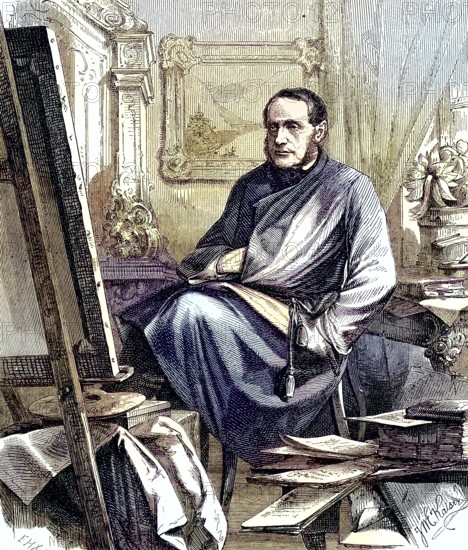 Adalbert Stifter, 1805 - 1868, Austrian writer, poet, painter and educator, Austria/ Adalbert Stifter, an Austrian writer, poet, painter, and pedagogue, Austria, historical, digitally restored reproduction of an original model from the 19th century, exact original date not known, subsequently colored