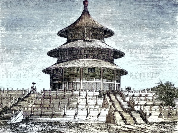 Hall of Prayer for Good Harvests, the largest building of the Temple of Heaven, Beijing, China/Hall of Prayer for Good Harvests, the largest building in the Temple of Heaven, Beijing, China, historically, digitally restored reproduction of an original model from the 19th century, exact original date unknown, colored later