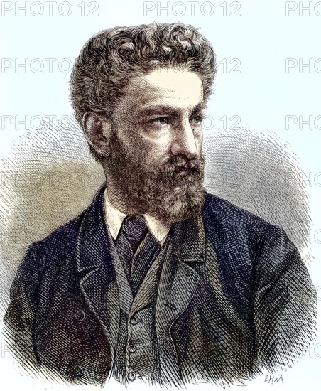 Otto Roquette, 1824 - 1896 was a German writer, Germany/ Otto Roquette, 1824 - 1896 was a German author, Germany, historical, digitally restored reproduction of an original model from the 19th century, exact original date unknown, subsequently colored