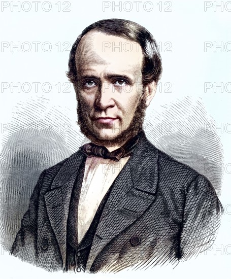 Johann Georg Fischer, 1816 - 1897, German poet and playwright, Germany/ Johann Georg Fischer, German poet and playwright, Germany, historical, digitally restored reproduction of an original model from the 19th century, exact original date unknown, subsequently colored