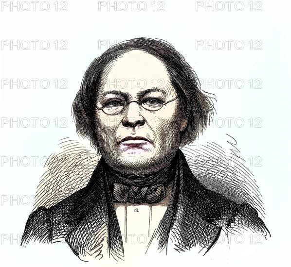 Joseph Skoda, 1805 - 1881, Czech doctor, professor of medicine and dermatologist/ Joseph Skoda, Czech physician, medical professor and dermatologist, historical, digitally restored reproduction of an original model from the 19th century, exact original date unknown, subsequently colored