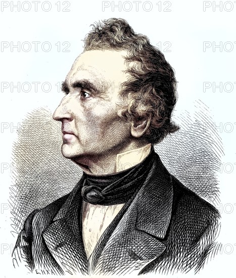 Justus Freiherr von Liebig, 1803 - 1873, German chemist who made significant contributions to agricultural and biological chemistry, is considered the founder of organic chemistry, Germany/Justus Freiherr von Liebig, German chemist who made major contributions to agricultural and biological chemistry, considered the founder of organic chemistry, Germany, historically, digitally restored reproduction of an original original from the 19th century, exact original date unknown, subsequently colored