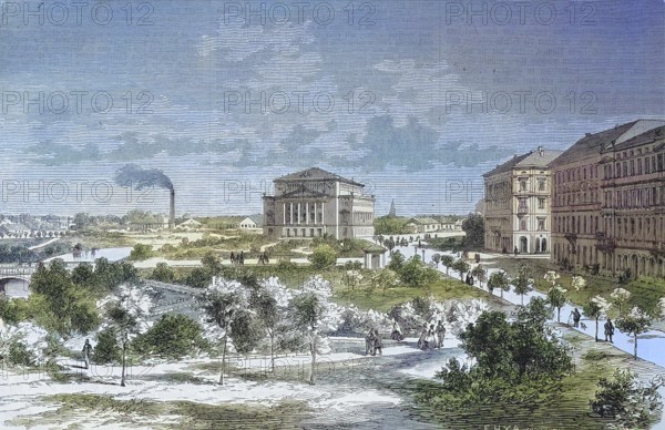 Harbour view of Riga, Latvia, historical, digitally restored reproduction of an original model from the 19th century, exact original date not known, colored later