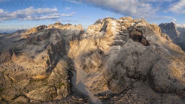 Alpine panorama, aerial view, impressive mountain peaks of the Brenta Mountains, Brenta, Brenta-Adamello Natural Park, Trentino, Italy