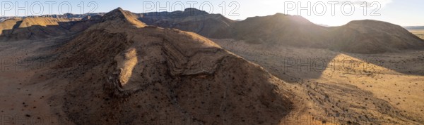 Aerial view of Naukluft Mountains in the evening, desert and dry mountains, Namibia