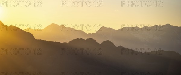 Sunset, mountain silhouette, Adamello-Persanell Alps, Trentino, Italy
