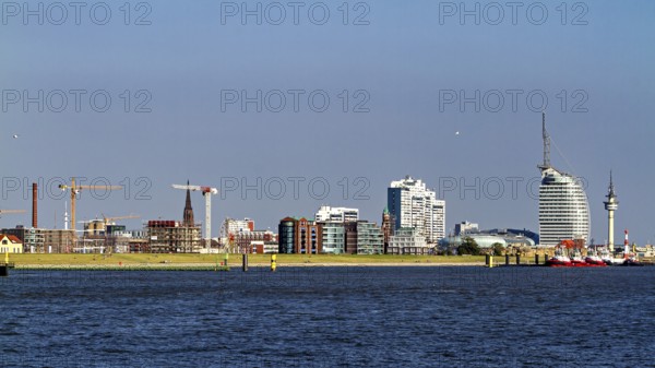 City with modern architecture and port in sunny weather, The City of Bremen