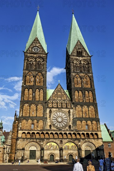 Gothic cathedral with impressive towers and rose windows, Bremen Cathedral