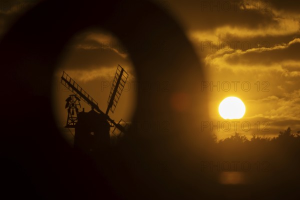 Windmill at sunset, Cley-next-to-the sea, Norfolk, England, United Kingdom