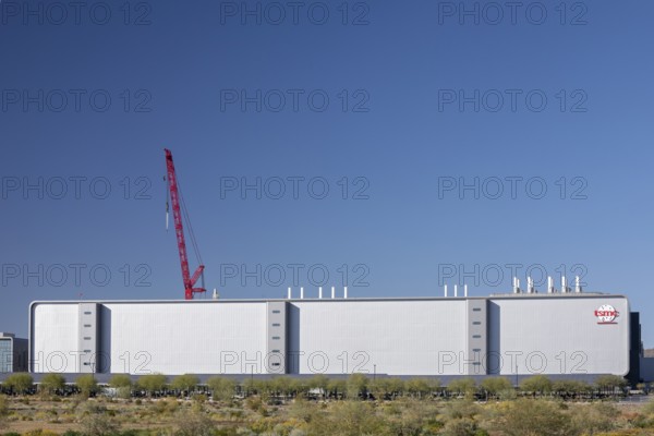 Phoenix, Arizona - Construction of the TSMC Arizona semiconductor manufacturing complex. The Taiwanese company is investing $165 billion in multiple plans on the 900 acre site