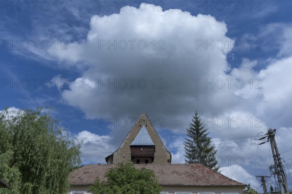 Bell tower at the abandoned fortified church, 16th century, Tobsdorf, Romanian Dupus, —Transylvania, Romania